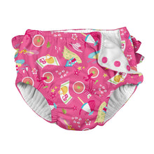 Load image into Gallery viewer, Mix &amp; Match Ruffle Snap Reusable Absorbent Swimsuit Diaper-Hot Pink Cabana