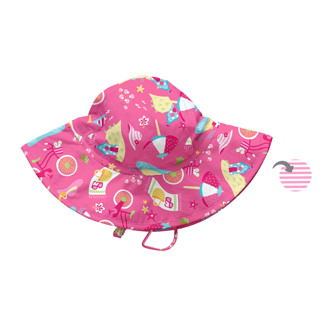 Mix & Match Reversible Brim Sun Protection Hat-Hot Pink Cabana