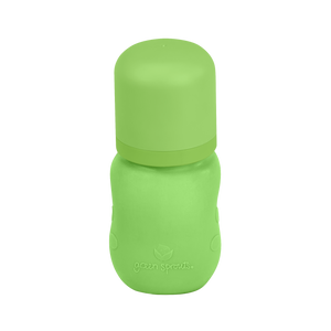 Baby Bottle made from Glass w Silicone Cover-5oz-Green-0mo+