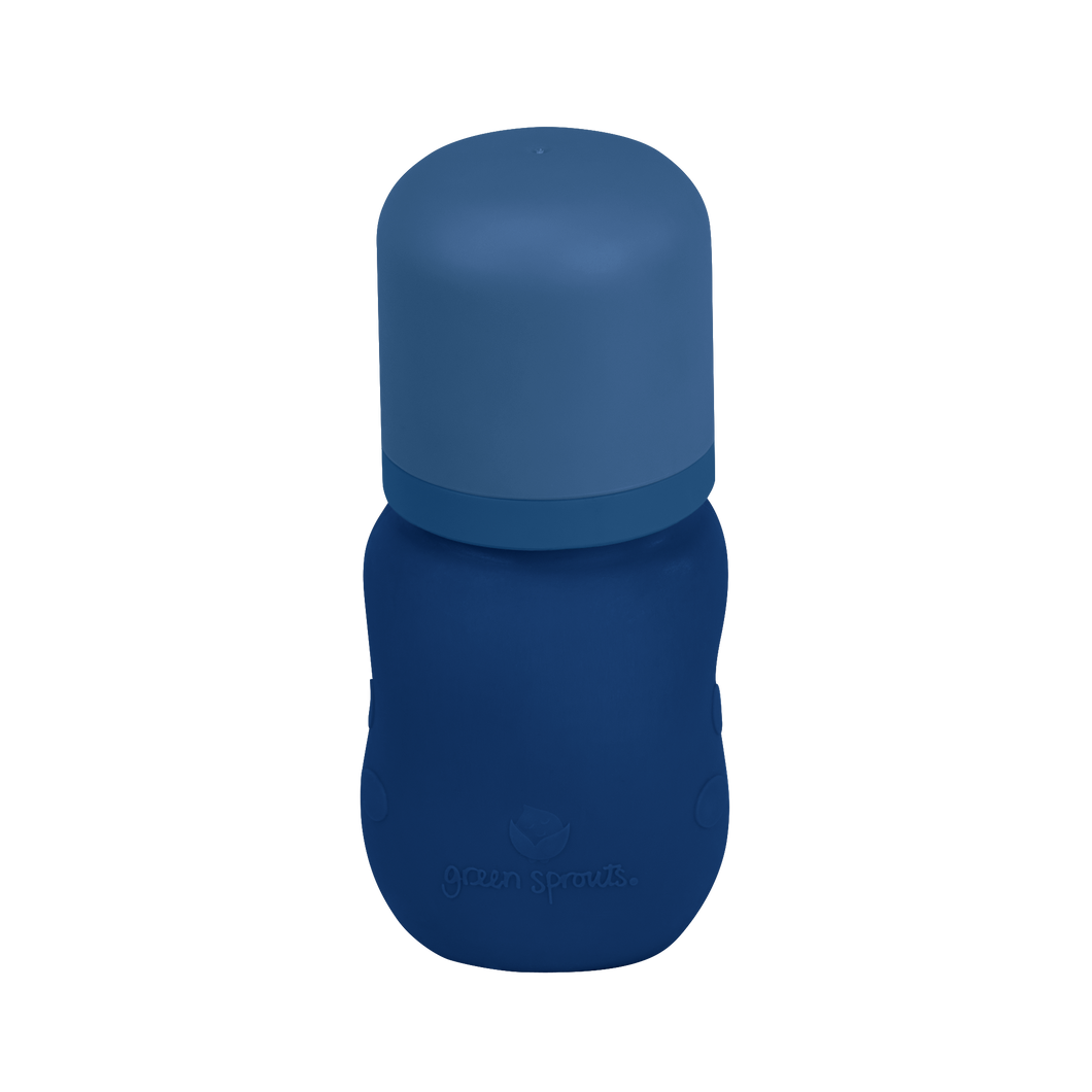 Baby Bottle made from Glass w Silicone Cover-5oz-Navy-0mo+