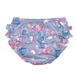 Mix & Match Ruffle Snap Reusable Absorbent Swimsuit Diaper-Light Blue Songbird