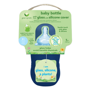 Baby Bottle made from Glass w Silicone Cover-5oz-Navy-0mo+