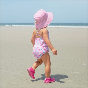 Bucket Sun Protection Hat-Light Pink Pinstripe