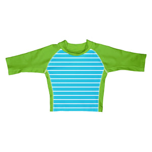 Classic Three-quarter Sleeve Rashguard Shirt-Aqua Stripe