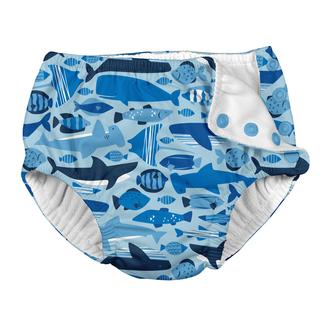 Snap Reusable Absorbent Swimsuit Diaper-Blue Undersea