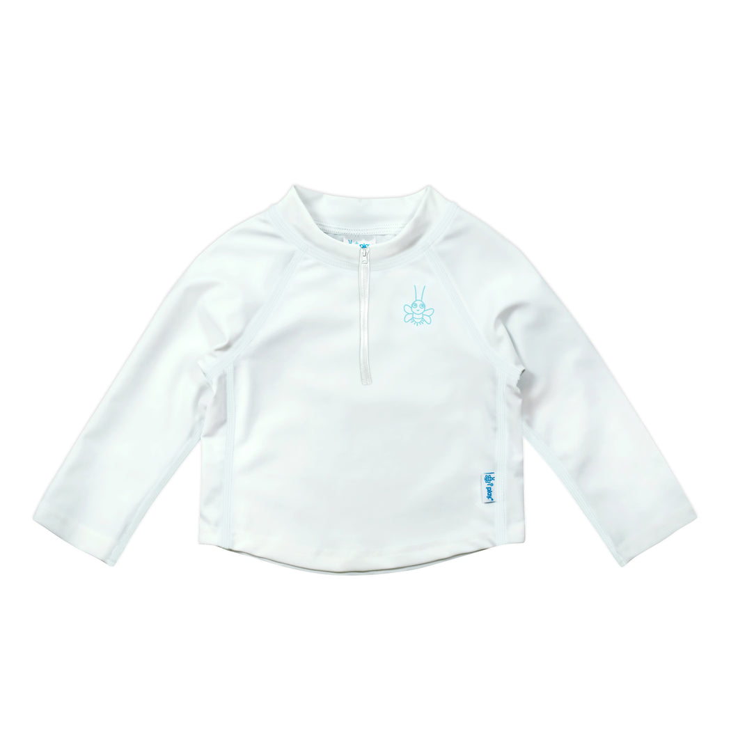 Long Sleeve Zip Rashguard Shirt-White