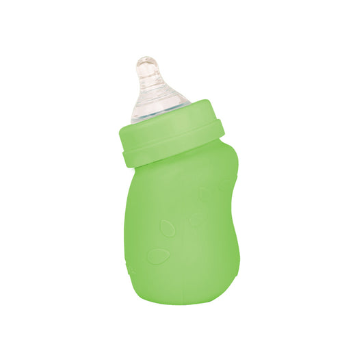 Baby Bottle made from Glass w Silicone Cover-5oz-Green-0mo+