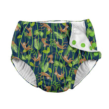 Load image into Gallery viewer, Tropical Snap Reusable Absorbent Swimsuit Diaper-Navy Monkey
