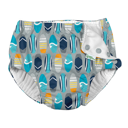 Snap Reusable Absorbent Swimsuit Diaper-Gray Surfboards