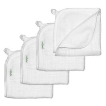 Load image into Gallery viewer, Muslin Washcloths made from Organic Cotton (4pk)-White Set-11&quot; x 11&quot;