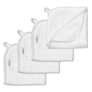 Muslin Washcloths made from Organic Cotton (4pk)-White Set-11" x 11"